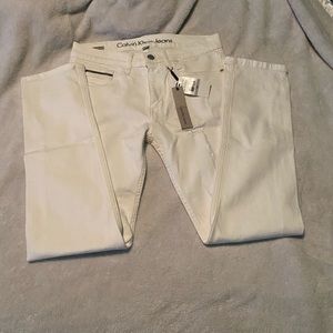 Calvin Klein slim boyfriend jeans distressed white